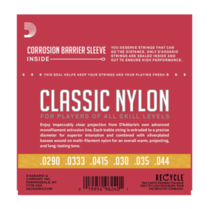 EJ27N 3/4 D'Addario EJ27N 3/4 klassische Nylon-Saiten für Schüler, normale Spannung