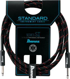 IBANEZ SI Serie (Standard) Instrumentenkabel - 2 gerade Stecker Gewebt Klinke - Klinke, Black x Wine - 3,05 m / 10 ft