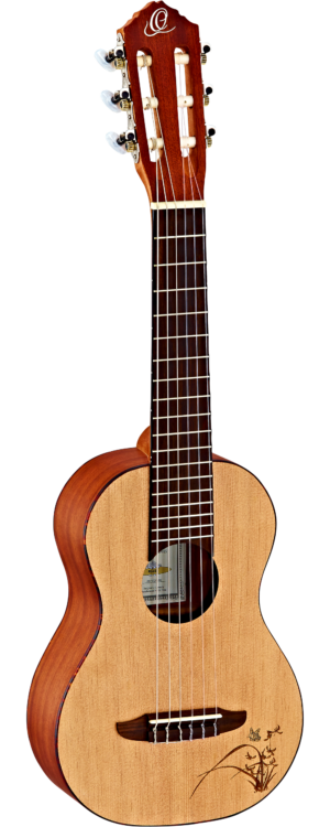 ARTIKELNUMMER RGL5 Beschreibung Der Hybrid aus Gitarre und Ukulele ist eine Mischung aus 6-Saiter Nylon auf einem Tenor Ukulele Korpus. Die perfekte Reisegitarre macht Spaß, ist leicht zu spielen und für alle Altersgruppen geeignet. SPEZIFIKATIONEN •Griffbrett: Sonokelin •Bünde: 18 •Steg: Sonokelin •Besonderheiten: Eingraviertes Lasermotiv •Finish Boden & Zargen: Matt •Sattelbreite: 47 mm •Holz, Hals: Mahagoni •Mechaniken: Verchromt •Finish, Hals: Matt •Decke: Fichte •Farbe: Natur •Mensur: 435 mm •Finish Decke: Matt •Holz Boden & Zargen: Mahagoni