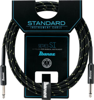 IBANEZ SI Serie (Standard) Instrumentenkabel - 2 gerade Stecker Gewebt Klinke - Klinke, Black x Green - 3,05 m / 10 ft