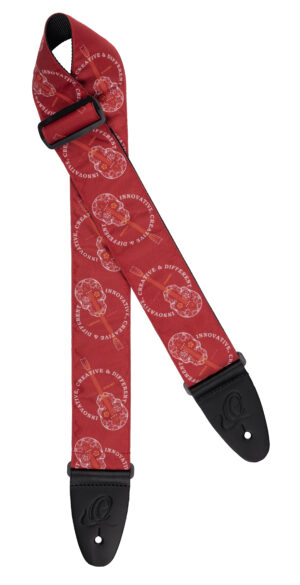 ORTEGA Nylon Gitarrengurt Burgundy Red Skull 65mm