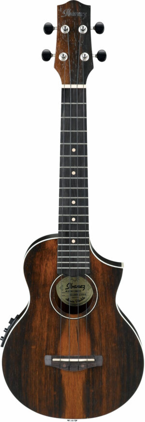 IBANEZ Elektroakustik Konzert Ukulele aus Macassar Ebenholz mit Cutaway Dark Brown Open Pore