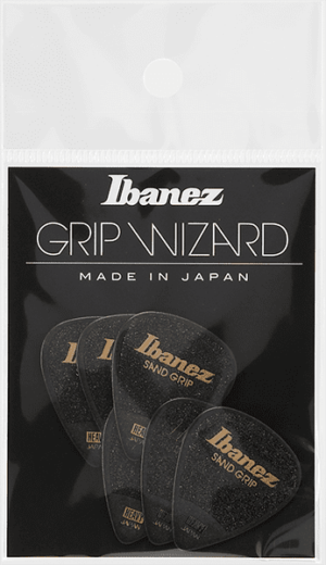 IBANEZ Grip Wizard Series Sand Grip Flat Pick schwarz 6 Stück