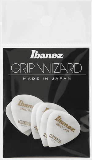 IBANEZ Grip Wizard Series Sand Grip Flat Pick Crack Modell weiß 6 Stück