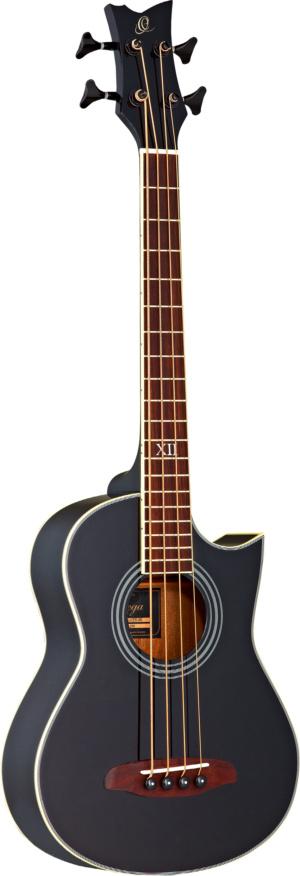 ORTEGA Deep Traveler Series Bass 4 String schwarz inkl. Tasche und Gurt Kurze Mensur