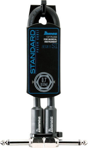 IBANEZ SI Serie (Standard) Instrumentenkabel - 2 abgewinkelte Stecker 3-teiliges Set Patch Kabel Klinke - Klinke, Schwarz - 0,21 m / 0,7 ft