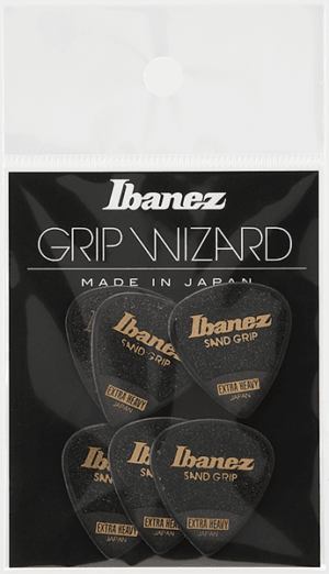 IBANEZ Grip Wizard Series Sand Grip Flat Pick schwarz 6 Stück