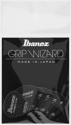 IBANEZ Grip Wizard Series Rubber Grip Flat Pick schwarz 6 Stück