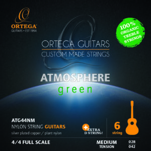 ORTEGA Atmosphere Green Series Gitarrensaiten Organic Nylon Treble Medium + Extra D Saite
