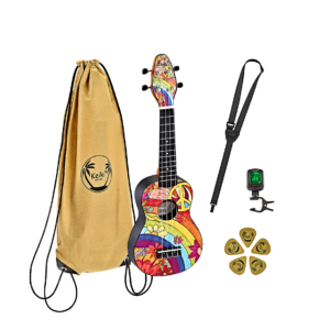 KEIKI Ukulelen Set "Peace 68" inkl. Gymbag/H-Tuner/5 Picks/Gurt