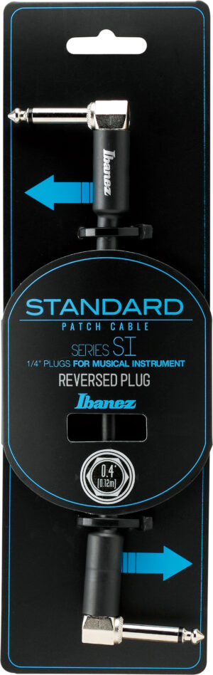 IBANEZ SI Serie (Standard) Instrumentenkabel Klinke/Klinke - abgewinkelt/180 Grad verdreht abgewinkelt Patch Kabel schwarz - 0,12 m / 0,4 ft