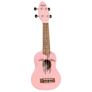 KEIKI Ukulele 4 String Sopranino Tortiose/Turtle Lasering/ KEIKI Headstock/A D F# B/ Pink