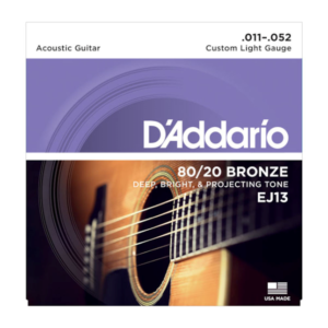 EJ13 D'Addario EJ13 Saiten für Akustikgitarre, 80/20 Bronze, Custom Light, 11-52