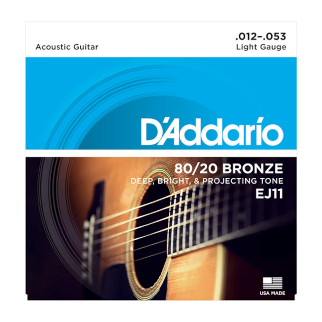 3 Sätze EJ11-3D 80/20 Bronzesaiten für Akustikgitarre leichte Spannung D'Addario Gitarrensaiten Akustikgitarre Acoustic Guitar Strings Gitarrensaiten Westerngitarre 12-53 