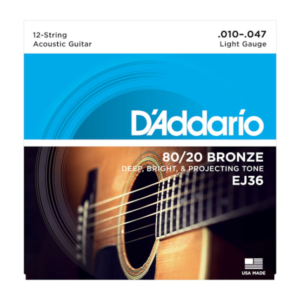 EJ36 D'Addario EJ36 Saiten für 12-saitige Akustikgitarre, Bronze, Light, 10-47