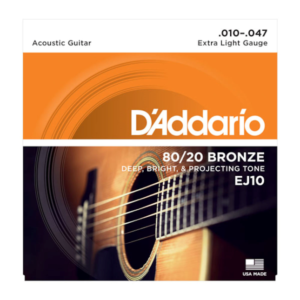 EJ10 D'Addario EJ10 Saiten für Akustikgitarre, Bronze, Extra Light, 10-47