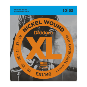EXL140 D'Addario EXL140 Saiten für E-Gitarre, mit Nickel umsponnen, Light Top/Heavy Bottom, 10-52