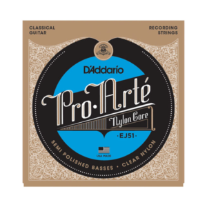 EJ51 D'Addario EJ51 Pro-Arte Saiten für Klassikgitarre mit geschliffenen Basssaiten, straffe Spannung