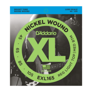 EXL165 D'Addario EXL165 Saiten für Bassgitarre, mit Nickel umsponnen, Custom Light, 45-105, Long Scale