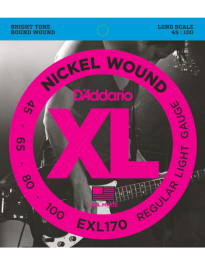 EXL170 D'Addario EXL170 Saiten für Bassgitarre, mit Nickel umsponnen, Light, 45-100, Long Scale
