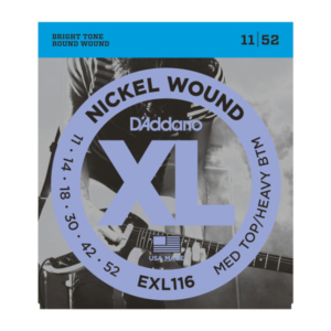 EXL116 D'Addario EXL116 Saiten für E-Gitarre, mit Nickel umsponnen, Medium Top/Heavy Bottom, 11-52