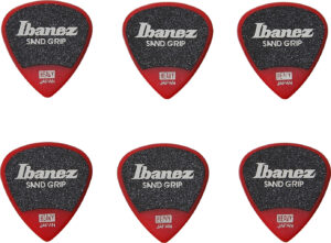 IBANEZ Grip Wizard Series Sand Grip Heavy Flat Pick rot 6 Stück